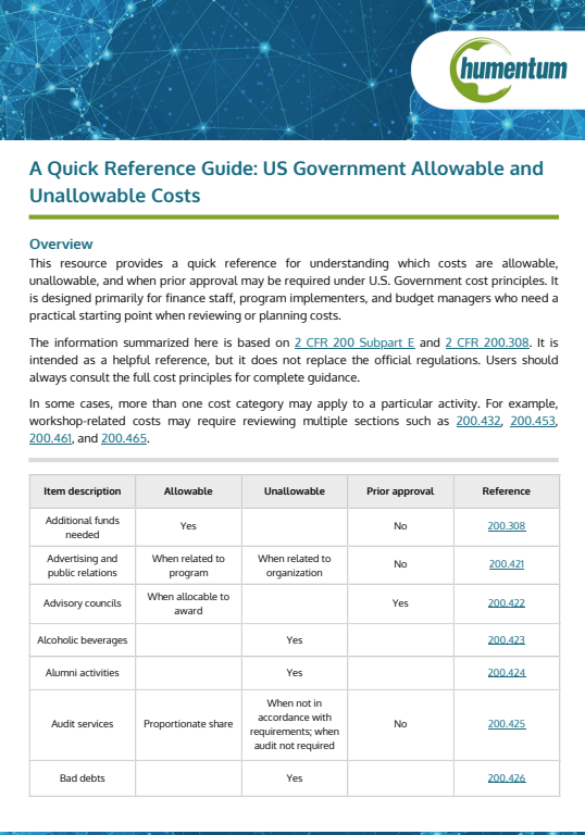 A Quick Reference Guide: US Government Allowable vs Unallowable Costs ...